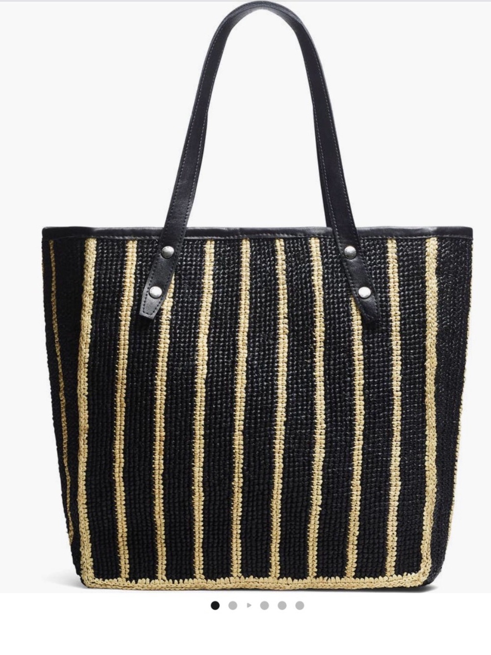 😍 NWT Rag & Bone Daily Tote Raffia Leather Black Natural Stripe
